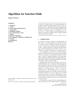Algorithms for Function Fields J ¨urgen Kl ¨uners CONTENTS K