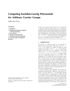 Computing Kazhdan-Lusztig Polynomials for Arbitrary Coxeter Groups Fokko du Cloux CONTENTS