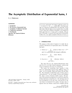 The Asymptotic Distribution of Exponential Sums, I S. J. Patterson CONTENTS