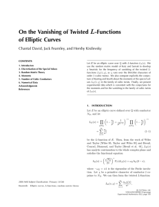 L On the Vanishing of Twisted -Functions of Elliptic Curves