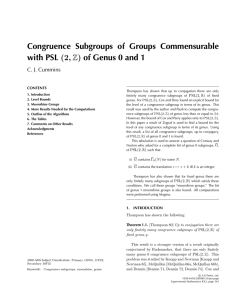 Congruence Subgroups of Groups Commensurable with PSL of Genus 0 and 1 ,