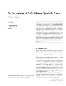 On the Number of Perfect Binary Quadratic Forms Francesca Aicardi CONTENTS