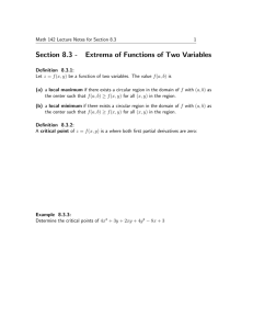 Section 8.3 - Extrema of Functions of Two Variables
