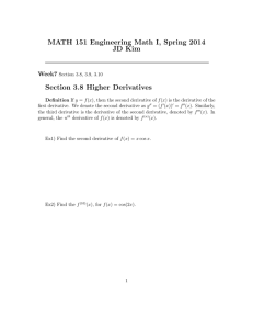 MATH 151 Engineering Math I, Spring 2014 JD Kim Week7
