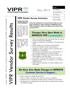 May 2014 VIPR Vendor Survey Summary