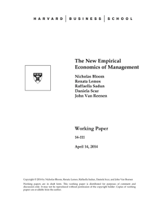 The New Empirical Economics of Management Working Paper 14-111