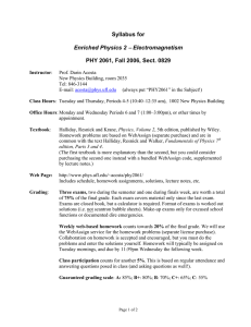 − Syllabus for PHY 2061, Fall 2006, Sect. 0829 Enriched Physics 2
