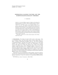 Georgian Mathematical Journal 1(1994), No. 1, 99-113 ORTHOGONAL RANDOM VECTORS AND THE