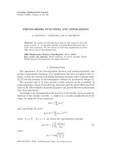 PSEUDO-BESSEL FUNCTIONS AND APPLICATIONS