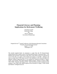 Financial Literacy and Planning: Implications for Retirement Wellbeing