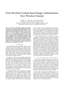 Error Resilient Content-based Image Authentication Over Wireless Channel Shuiming Ye , Qibin Sun