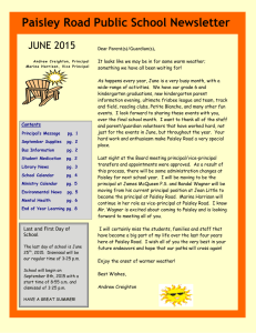Paisley Road Public School Newsletter JUNE 2015