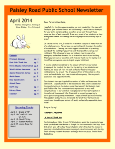 Paisley Road Public School Newsletter April 2014