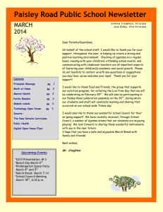 Paisley Road Public School Newsletter MARCH 2014