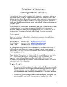 Department of Geosciences Purchasing Card Policies &amp; Procedures
