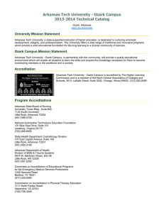Arkansas Tech University - Ozark Campus 2013-2014 Technical Catalog University Mission Statement