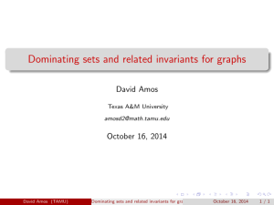 Dominating sets and related invariants for graphs David Amos October 16, 2014