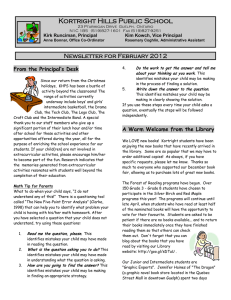 Kortright Hills Public School Newsletter for February 2012 From the Principal’s Desk