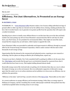 Efficiency, Not Just Alternatives, Is Promoted as an Energy Saver