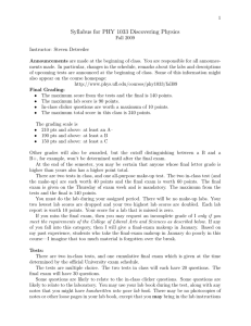 Syllabus for PHY 1033 Discovering Physics