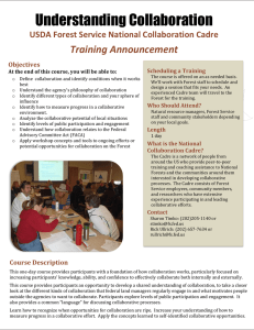 Understanding Collaboration Training Announcement USDA Forest Service National Collaboration Cadre