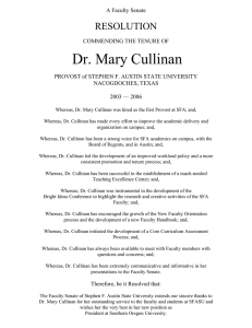 Dr. Mary Cullinan RESOLUTION  A Faculty Senate