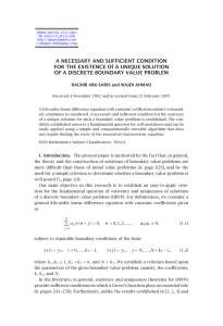 A NECESSARY AND SUFFICIENT CONDITION OF A DISCRETE BOUNDARY VALUE PROBLEM
