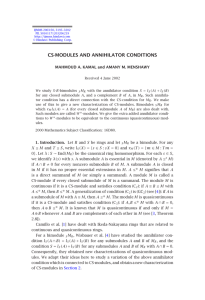 CS-MODULES AND ANNIHILATOR CONDITIONS MAHMOUD A. KAMAL and AMANY M. MENSHAWY
