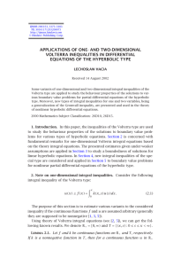 APPLICATIONS OF ONE- AND TWO-DIMENSIONAL VOLTERRA INEQUALITIES IN DIFFERENTIAL
