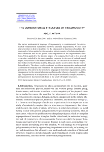 THE COMBINATORIAL STRUCTURE OF TRIGONOMETRY ADEL F. ANTIPPA