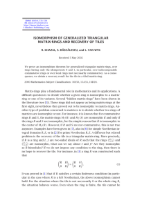ISOMORPHISM OF GENERALIZED TRIANGULAR MATRIX-RINGS AND RECOVERY OF TILES ASC˘