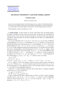 ON EXPLICIT RECIPROCITY LAW OVER FORMAL GROUPS SHAOWEI ZHANG