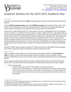 Snapshot Statistics for the 2014-2015 Academic Year Enrollment