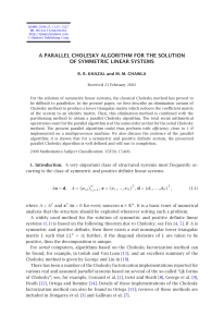 A PARALLEL CHOLESKY ALGORITHM FOR THE SOLUTION OF SYMMETRIC LINEAR SYSTEMS