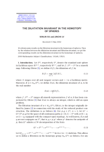 THE DILATATION INVARIANT IN THE HOMOTOPY OF SPHERES