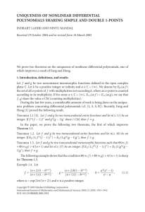 UNIQUENESS OF NONLINEAR DIFFERENTIAL POLYNOMIALS SHARING SIMPLE AND DOUBLE 1-POINTS