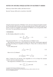 NOTES ON DOUBLE INEQUALITIES OF MATHIEU’S SERIES