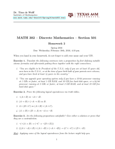 MATH 302 – Discrete Mathematics – Section 501 Homework 2