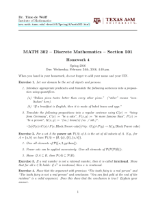 MATH 302 – Discrete Mathematics – Section 501 Homework 4