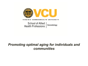 Promoting optimal aging for individuals and communities
