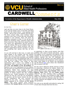 Comments  CARDWELL Chair’s Corner