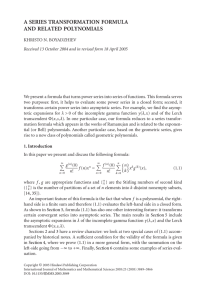 A SERIES TRANSFORMATION FORMULA AND RELATED POLYNOMIALS