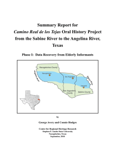 Summary Report for from the Sabine River to the Angelina River, Texas