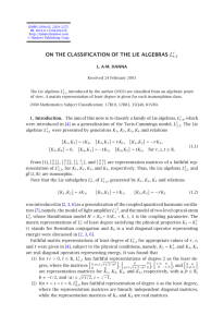 ON THE CLASSIFICATION OF THE LIE ALGEBRAS L. A-M. HANNA