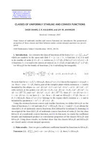 CLASSES OF UNIFORMLY STARLIKE AND CONVEX FUNCTIONS
