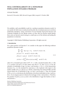 NULL CONTROLLABILITY OF A NONLINEAR POPULATION DYNAMICS PROBLEM