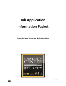 Job Application Information Packet Cover Letters, Resumes, Reference Lists