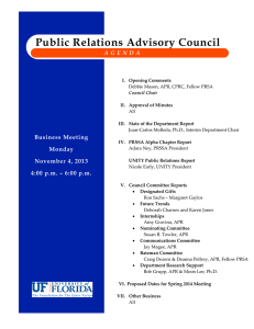 Public Relations Advisory Council A G E N D A Business Meeting