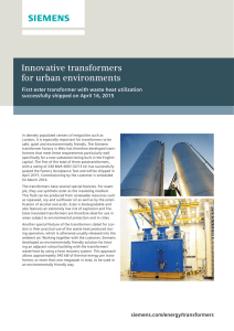 Innovative transformers for urban environments First ester transformer with waste heat utilization