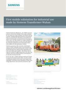 First mobile substation for industrial use made by Siemens Transformer Wuhan